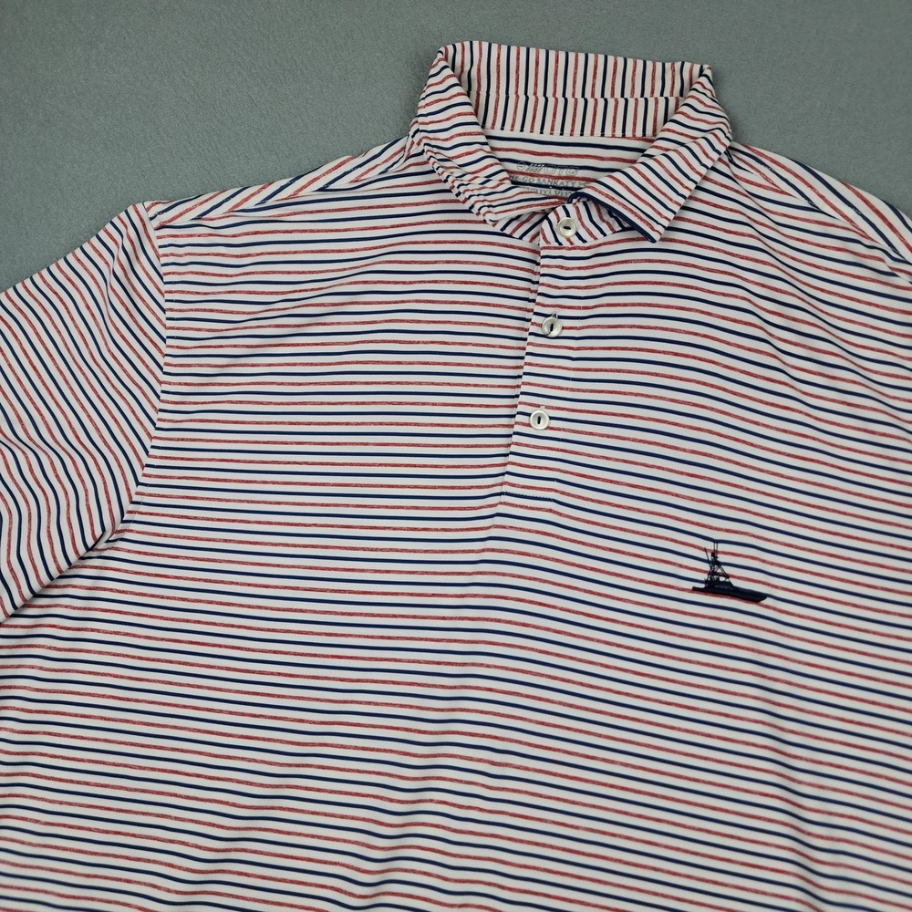 Vineyard Vines OTG Polo Shirt Mens Large White Red Striped On The Go Safari Golf